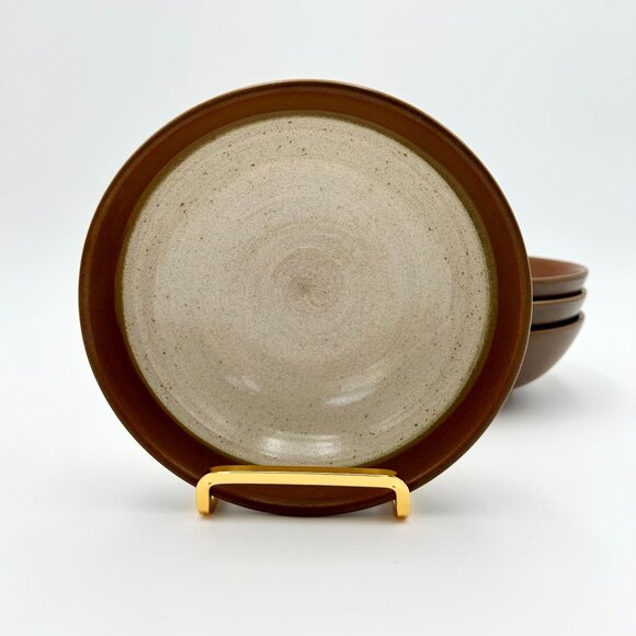 Denby England Stoneware Bowls Tan & Brown SET OF 4 Minimalist MCM Vintage - Picture 1 of 15